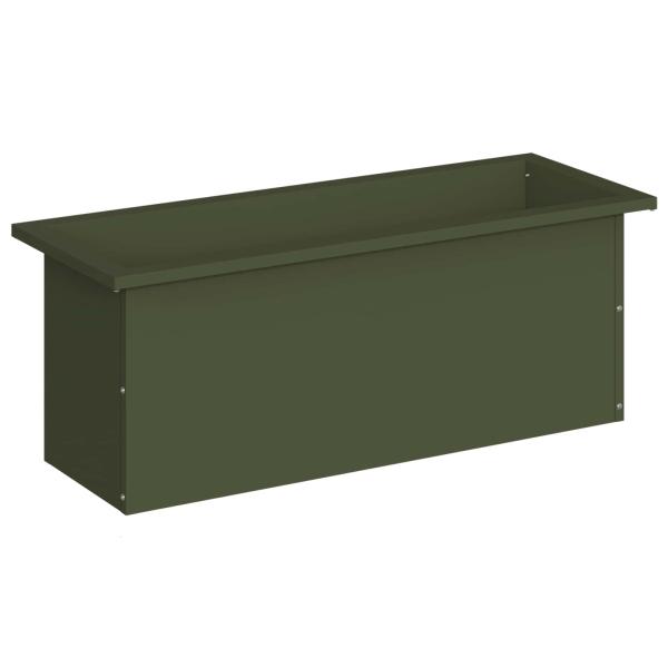 Garten-Pflanzkübel mit LED Olivgrün 30 x 80 x 30 cm Stahl