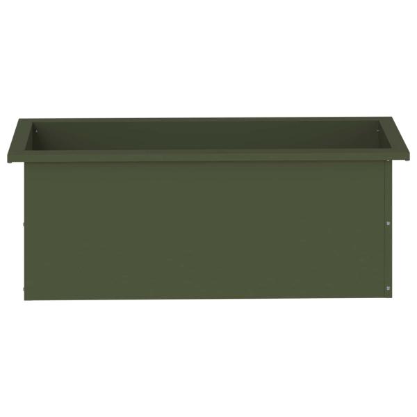 Garten-Pflanzkübel mit LED Olivgrün 30 x 80 x 30 cm Stahl
