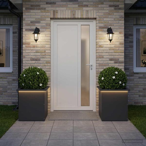 ARDEBO.de - Garten-Pflanzkübel mit LED 2 stk. Schwarz 40 x 40 x 40 cm Stahl