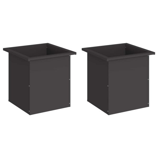 Garten-Pflanzkübel mit LED 2 stk. Schwarz 40 x 40 x 40 cm Stahl