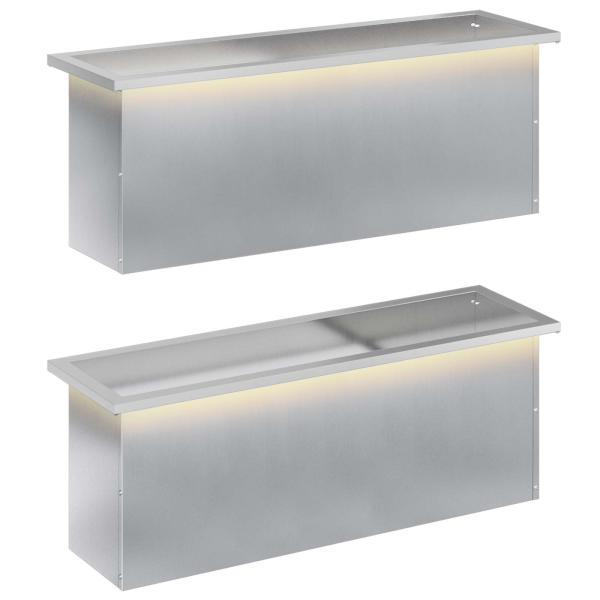 Garten-Pflanzkübel mit LED 2 stk. Silber 30 × 100 × 30 cm