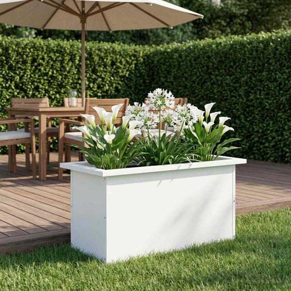 Garten-Pflanzkübel mit LED Weiß 30 × 60 × 30 cm Stahl