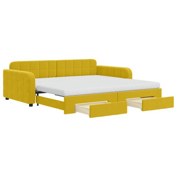 Tagesbett Ausziehbar mit Schubladen Gelb 100x200 cm Samt