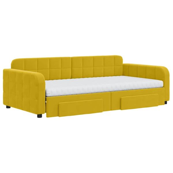 Tagesbett Ausziehbar mit Schubladen Gelb 100x200 cm Samt