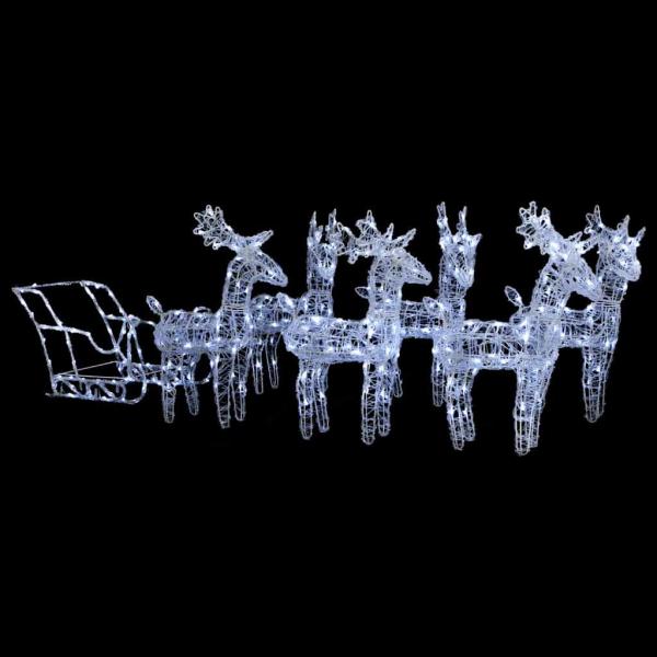 ARDEBO.de - Rentiere Schlitten Weihnachtsdekoration 320 LEDs Acryl