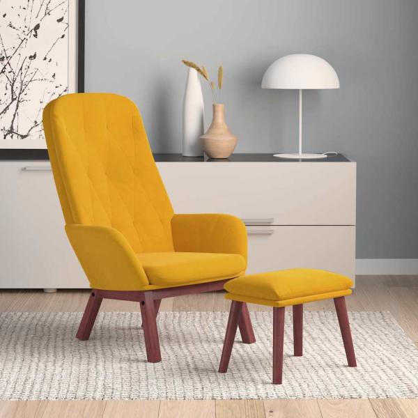 ARDEBO.de - Relaxsessel mit Hocker Senfgelb Samt