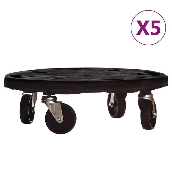 Pflanzenroller 5 Stk. 40 cm Durchmesser Schwarz 275 kg