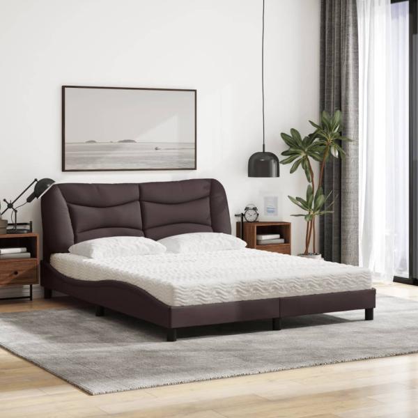 Bett mit Matratze "Hvar" Dunkelbraun 160x200 cm Stoff