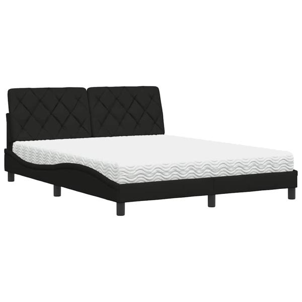 Bett mit Matratze Schwarz 160x200 cm Stoff