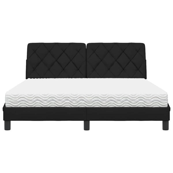 Bett mit Matratze Schwarz 160x200 cm Stoff