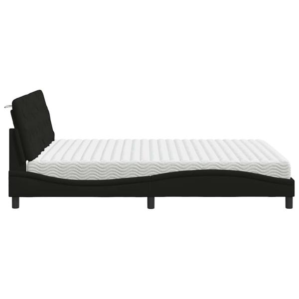 Bett mit Matratze Schwarz 160x200 cm Stoff
