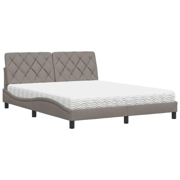 Bett mit Matratze Taupe 160x200 cm Stoff