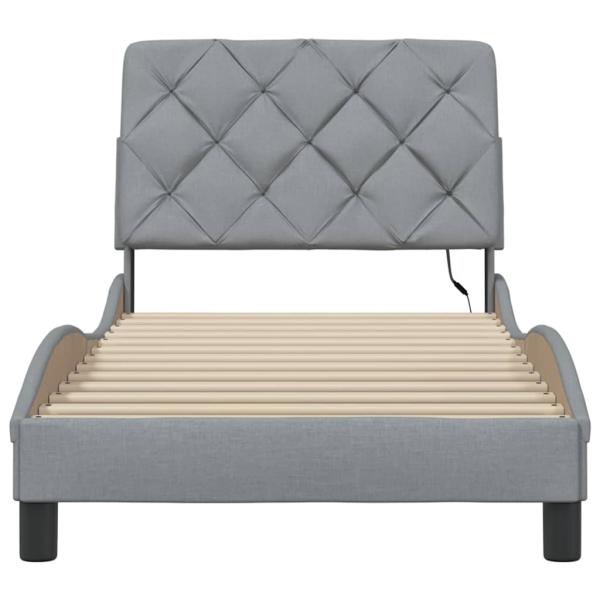 Bettgestell mit LED ohne Matratze Hellgrau 80x200 cm Stoff