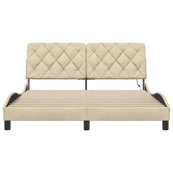 Bettgestell mit LED ohne Matratze Creme 160x200 cm Stoff