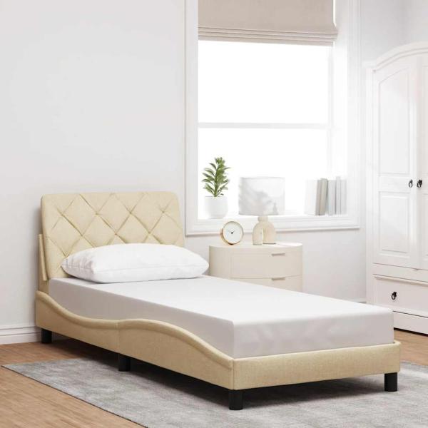 ARDEBO.de - Bettgestell ohne Matratze Creme 80x200 cm Stoff