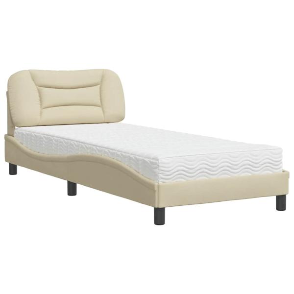 Bett mit Matratze "Hvar" Creme 90x190 cm Stoff