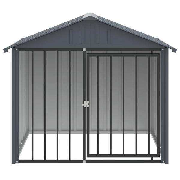 Hundehütte mit Dach Schwarz 117x103x102 cm Verzinkter Stahl