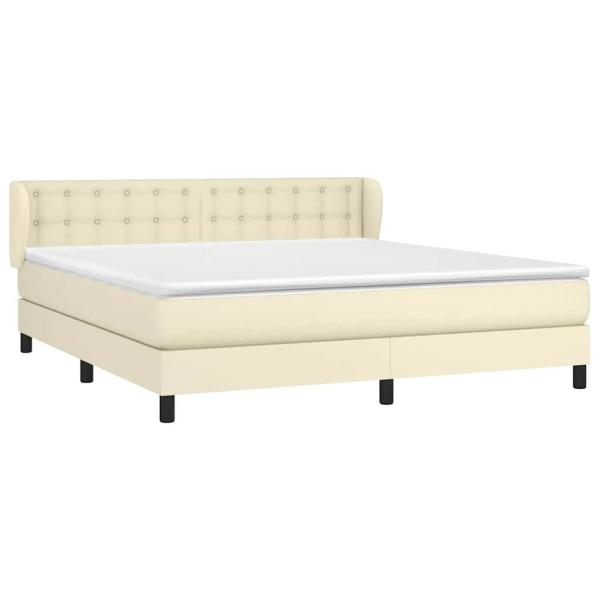 Boxspringbett mit Matratze Creme 180x200 cm Kunstleder