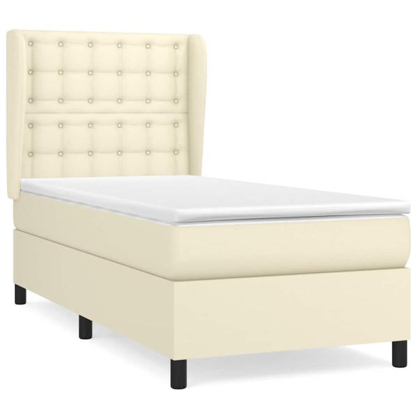 Boxspringbett mit Matratze Creme 90x190 cm Kunstleder