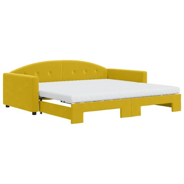 Tagesbett Ausziehbar mit Matratzen Gelb 100x200 cm Samt
