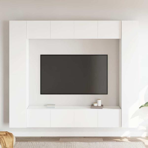 ARDEBO.de - 8-tlg. TV-Schrank-Set Weiß Holzwerkstoff