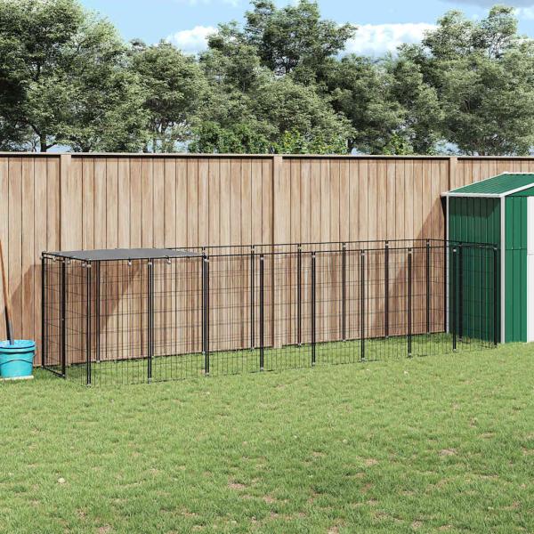 ARDEBO.de - Hundezwinger Schwarz 4,84 m² Stahl