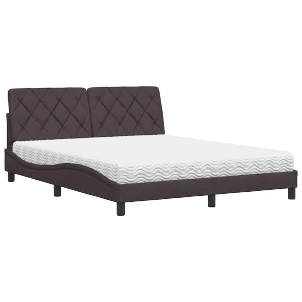 Bett mit Matratze Dunkelbraun 160x200 cm Stoff
