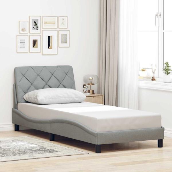 ARDEBO.de - Bettgestell ohne Matratze Hellgrau 80x200 cm Stoff