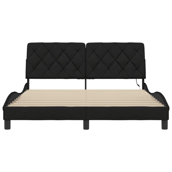 Bettgestell mit LED ohne Matratze Schwarz 160x200 cm Stoff