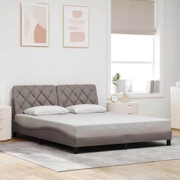 Bettgestell mit LED ohne Matratze Taupe 160x200 cm Stoff