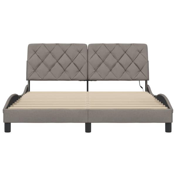 Bettgestell mit LED ohne Matratze Taupe 160x200 cm Stoff
