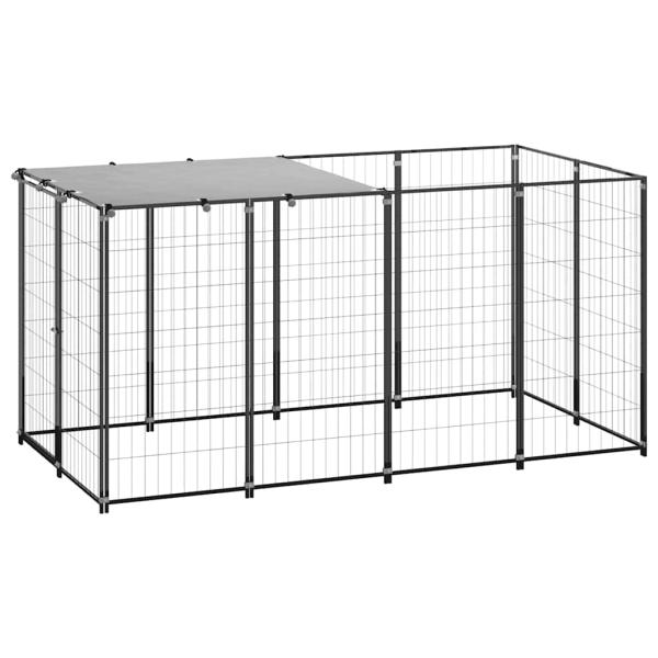 ARDEBO.de - Hundezwinger Schwarz 2,42 m² Stahl