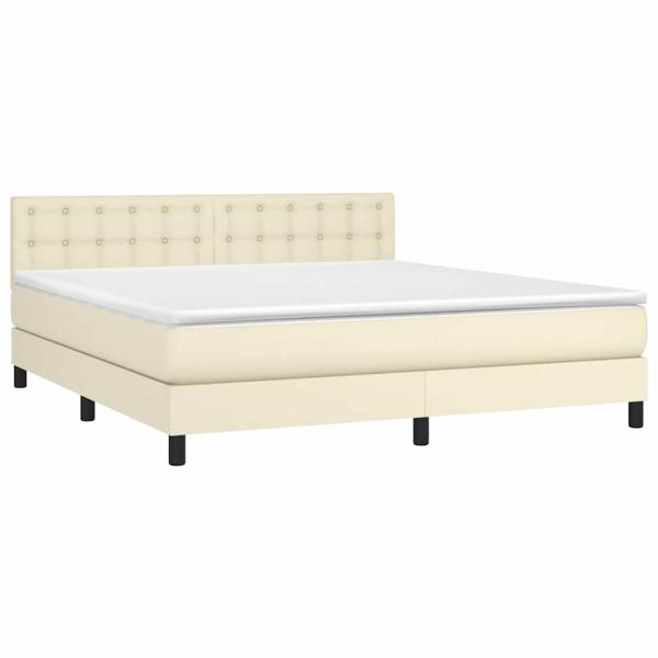 Boxspringbett mit Matratze & LED Creme 180x200 cm Kunstleder