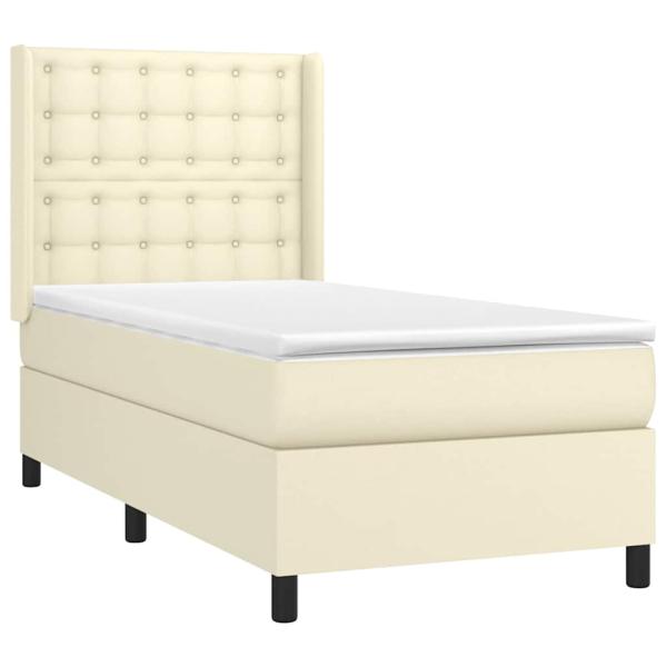 Boxspringbett mit Matratze Creme 90x190 cm Kunstleder