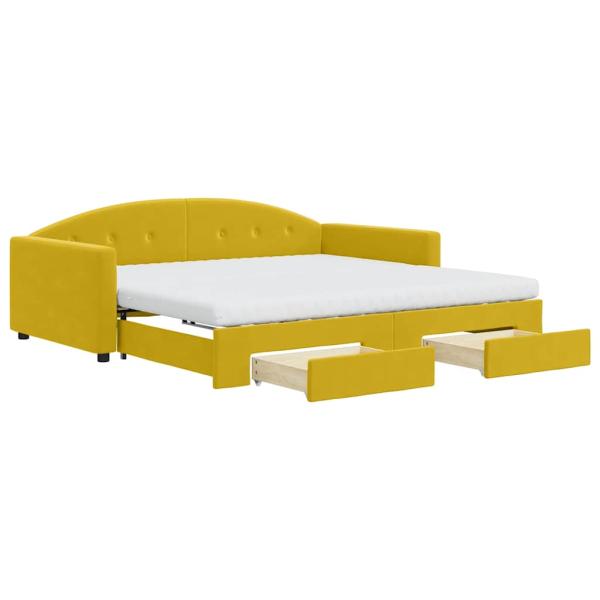 Tagesbett Ausziehbar mit Schubladen Gelb 100x200 cm Samt