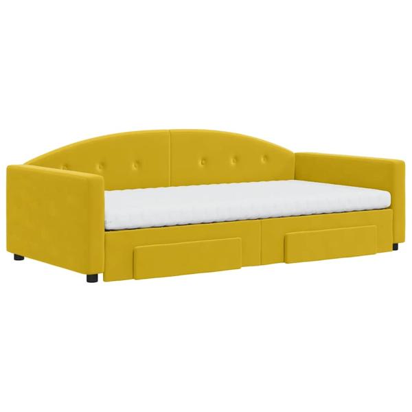 Tagesbett Ausziehbar mit Schubladen Gelb 100x200 cm Samt