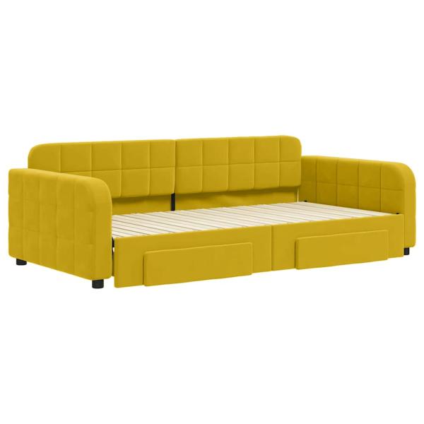 Tagesbett Ausziehbar mit Schubladen Gelb 100x200 cm Samt