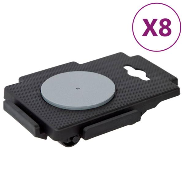 ARDEBO.de - Transportroller mit 8 Rollen 8 Stk. Schwarz Polypropylen 150 kg