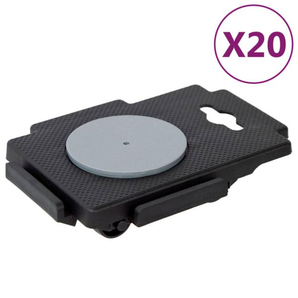 ARDEBO.de - Transportroller mit 8 Rollen 20 Stk Schwarz Polypropylen 150 kg