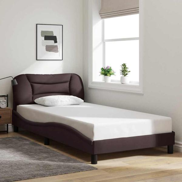 ARDEBO.de - Bettgestell ohne Matratze "Hvar" Dunkelbraun 100x200 cm Stoff