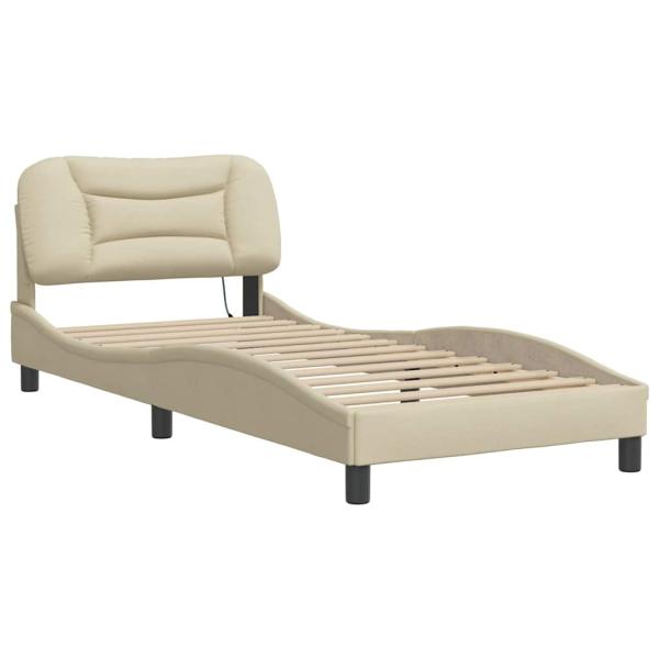 Bettgestell ohne Matratze "Hvar" Creme 90x190 cm Stoff