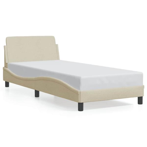 Bettgestell mit Kopfteil "Dover" Creme 90x190 cm Stoff