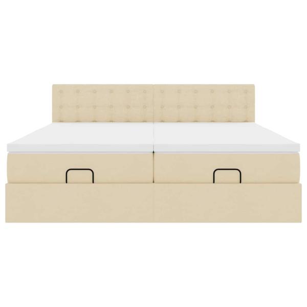 Ottoman-Bett mit Matratzen & LEDs Creme 200x200 cm Stoff