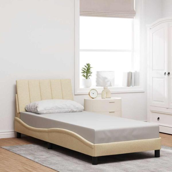 ARDEBO.de - Bettgestell ohne Matratze "Hanko" Creme 90x190 cm Stoff