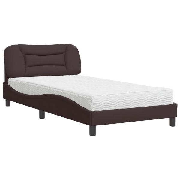 Bett mit Matratze "Hvar" Dunkelbraun 100x200 cm Stoff