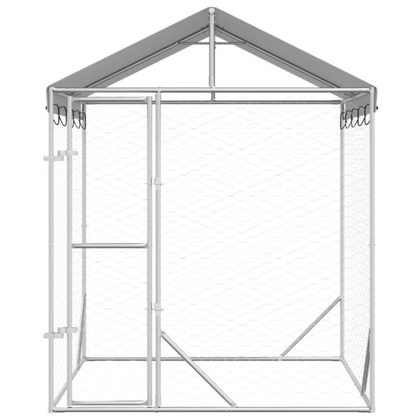 Outdoor-Hundezwinger mit Dach Silber 2x2x2,5 m Verzinkter Stahl