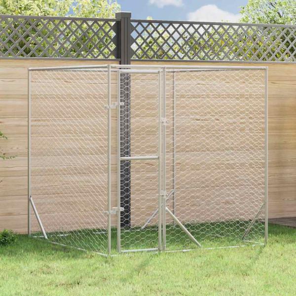 ARDEBO.de - Outdoor-Hundezwinger Silbern 2x2x2 m Verzinkter Stahl