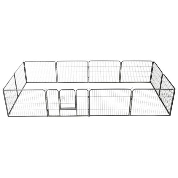 Hunde-Laufgitter 12 Paneele Stahl 80x60 cm Schwarz
