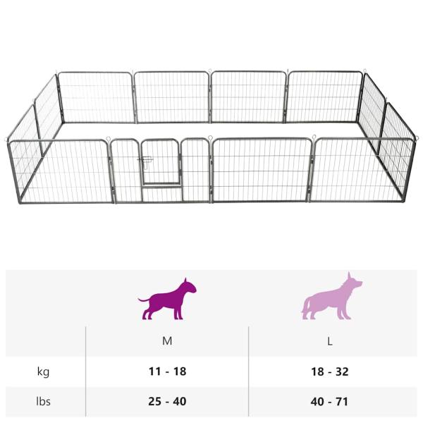 Hunde-Laufgitter 12 Paneele Stahl 80x60 cm Schwarz