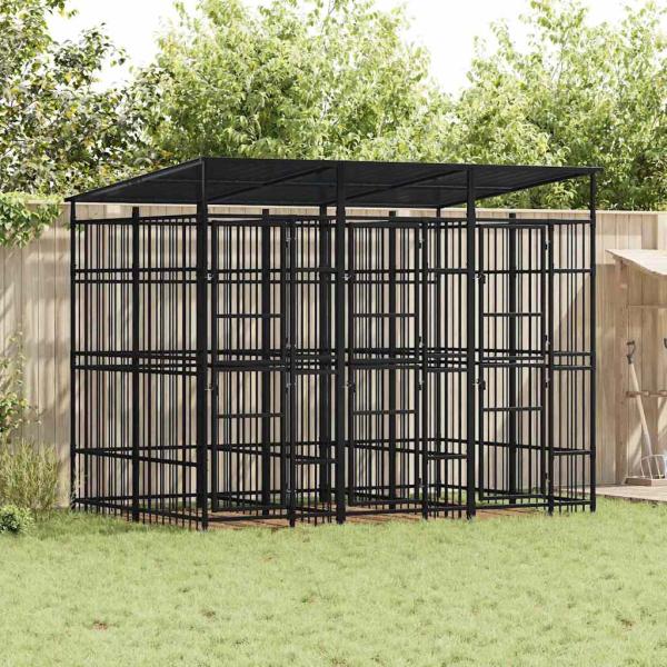 ARDEBO.de - Outdoor-Hundezwinger mit Dach Stahl 5,53 m²